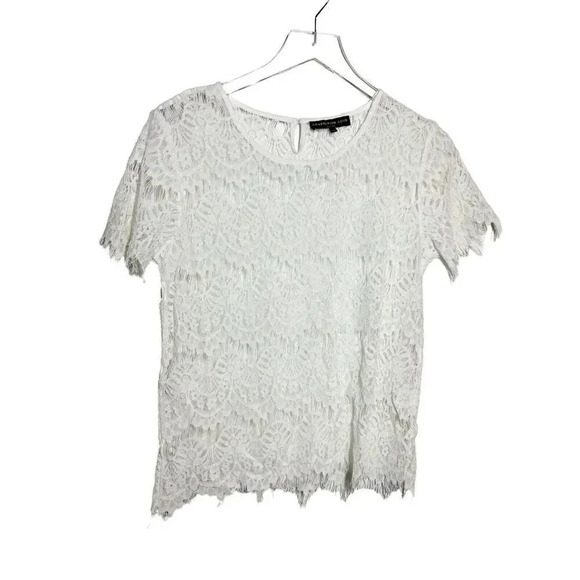 Generation Love Rebecca white  Lace Top  Womens size Medium short sleeves - Picture 7 of 7